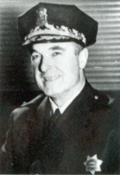 Black and white photo of former SFPD Chief Frances Ahern